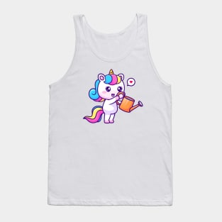 Cute Unicorn Watering Plant Cartoon Tank Top